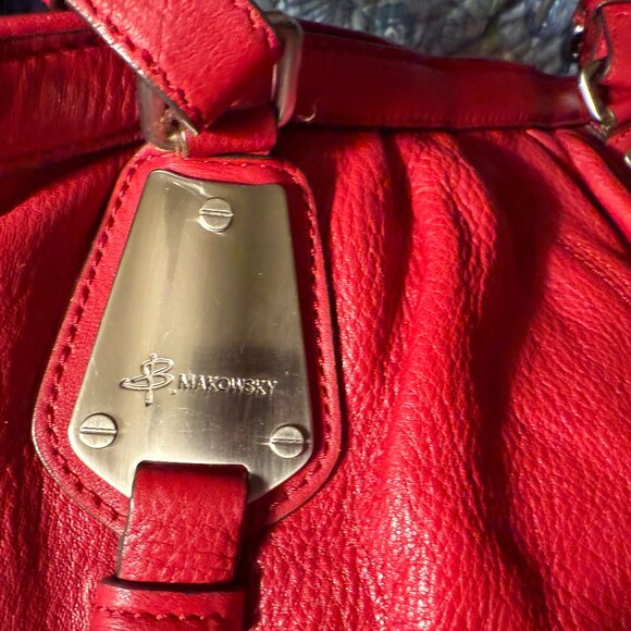 B. Makowsky Vintage Red Leather Bag - Picture 4 of 6
